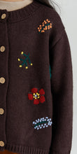 ビンテージ風　デザインお花刺繍　ニットカーディガン