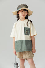 ポケット付き配色異素材アウトドア　Tシャツ