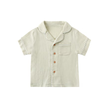 ダブルガーゼ配色パイピングパジャマ