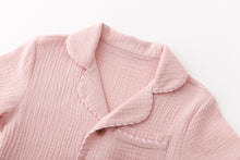 ダブルガーゼ配色パイピングパジャマ