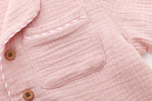 ダブルガーゼ配色パイピングパジャマ