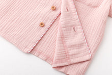 ダブルガーゼ配色パイピングパジャマ