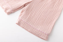 ダブルガーゼ配色パイピングパジャマ