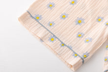 ダブルガーゼ配色パイピング 花柄パジャマ ルームウェア