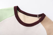 配色ラグランスリーブデザイン長袖ルームウェア　パジャマ