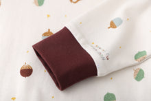 リスとどんぐり柄 長袖ルームウェア パジャマ